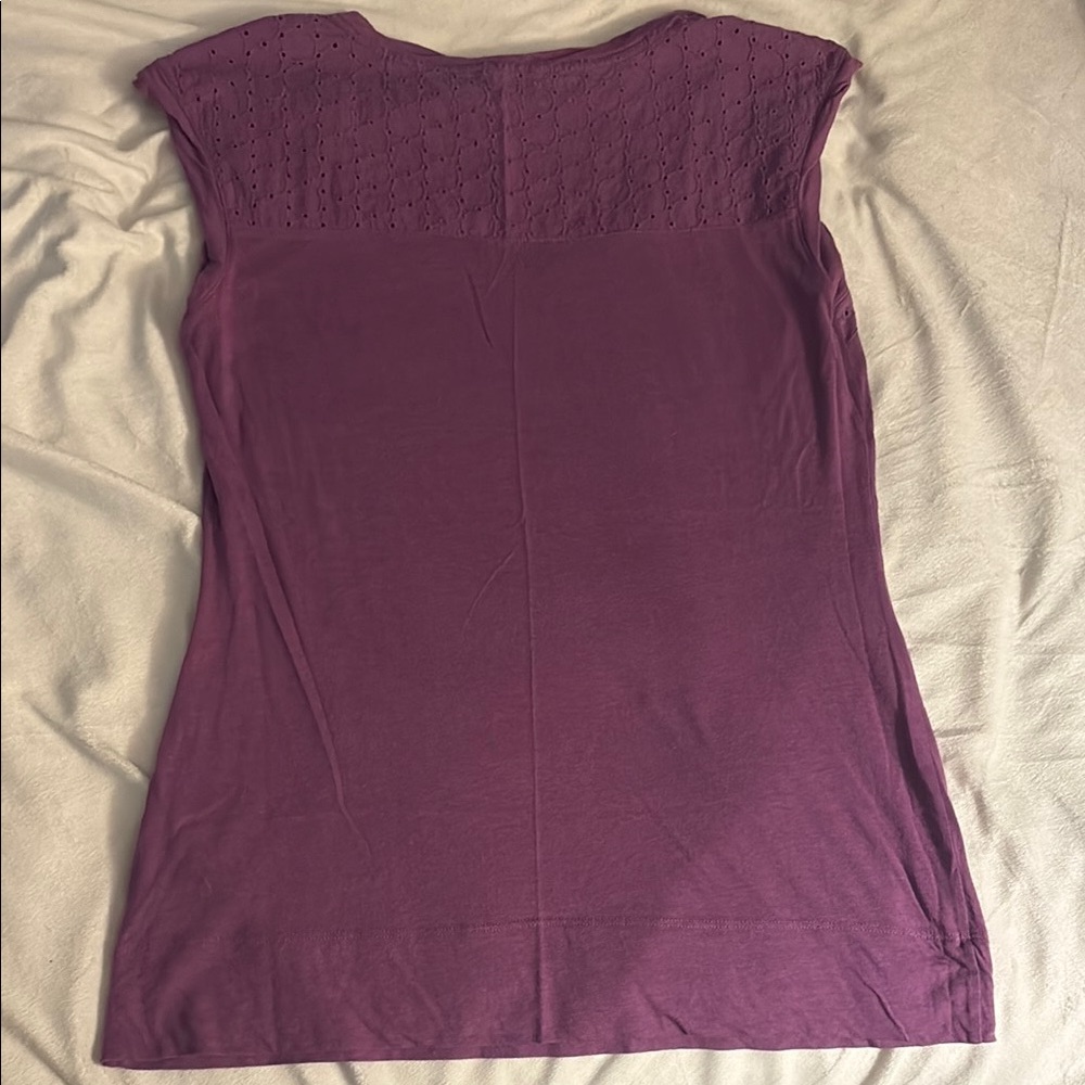 Calvin‎ Klein Purple Fitted Cap Sleeve Blouse - Picture 4 of 4